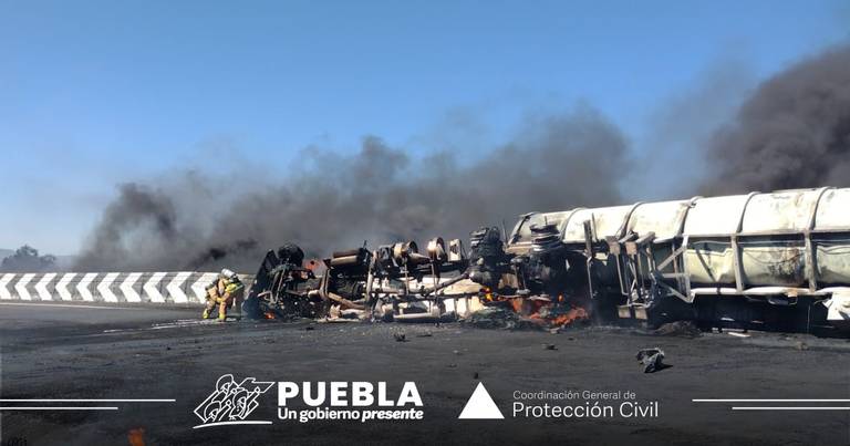 Accidente por explosión de pipa en Autopista Acatzingo